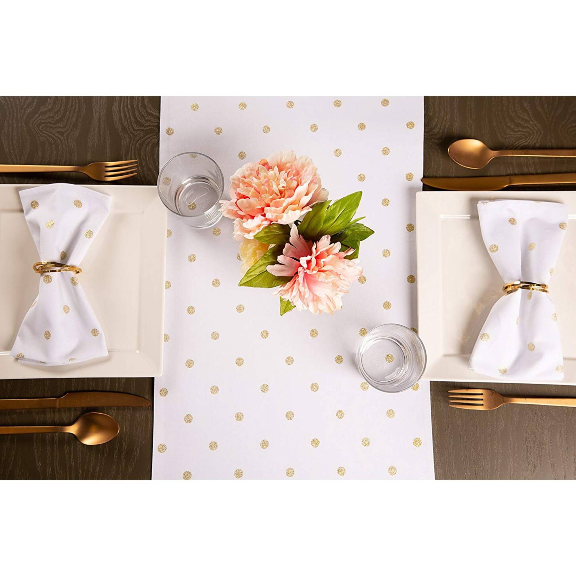 DII® White & Gold Metallic Polka Dot Napkin, 4ct.
